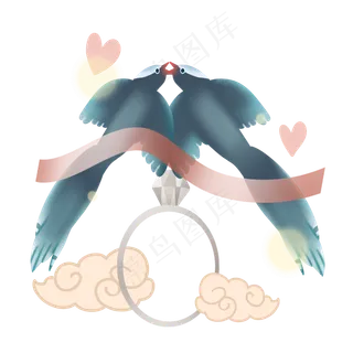 情人节喜鹊装饰,免抠元素