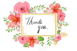 水彩小清新花卉感恩卡png透明底
