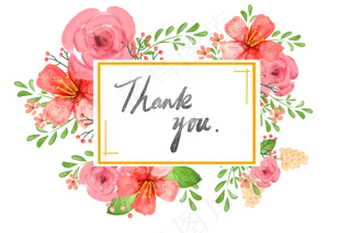 水彩小清新花卉感恩卡png透明底