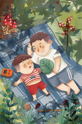 超可爱父亲节夏日乘凉