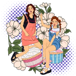 双十一现代小清新女孩模特插图