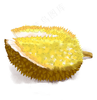 水彩小清新水果土黄色榴莲