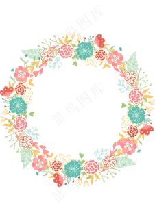 森系小清新水彩手绘绿叶花环