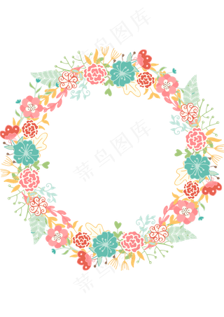 森系小清新水彩手绘绿叶花环