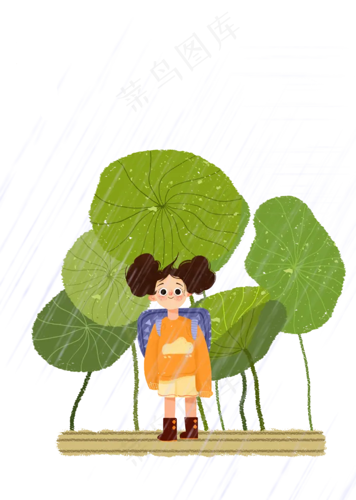 谷雨淋雨的小女孩(2231X3131(DPI:300))psd模版下载