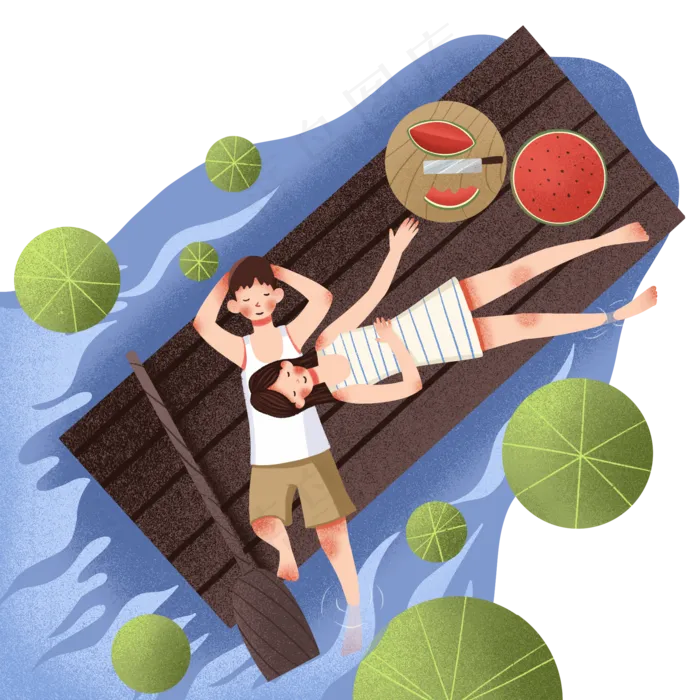 夏日乘船处暑场景,免抠元素(2000*2000px 300 dpi )psd模版下载