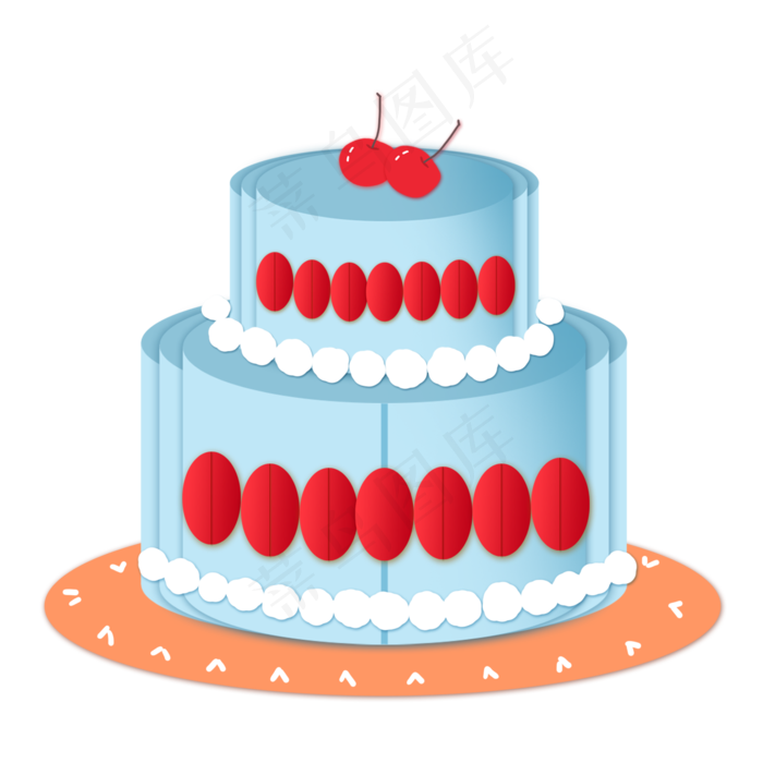 卡通扁平风生日蛋糕(2000X2000(DPI:300))psd模版下载