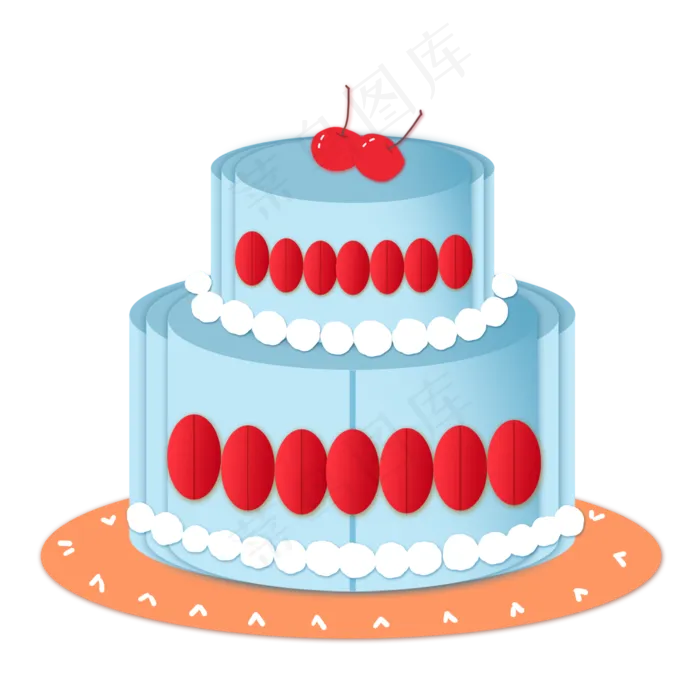 卡通扁平风生日蛋糕(2000X2000(DPI:300))psd模版下载