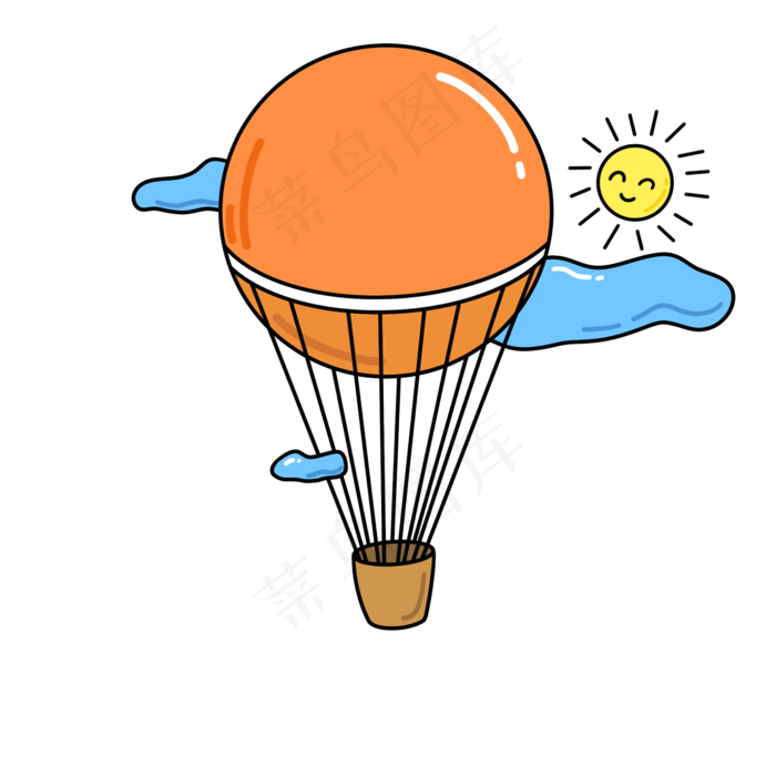 热气球橙色卡通可爱免扣