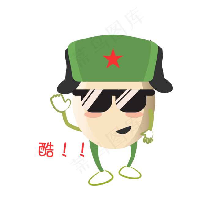建军节卡通手绘耍酷表情包ai矢量模版下载