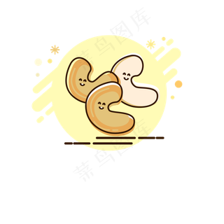 暖色调夏日腰果坚果扁平化图案卡