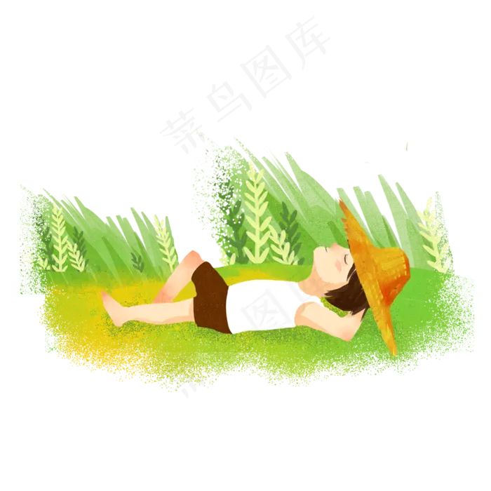 芒种午睡麦田男孩png素材(2000X2000(DPI:300))psd模版下载