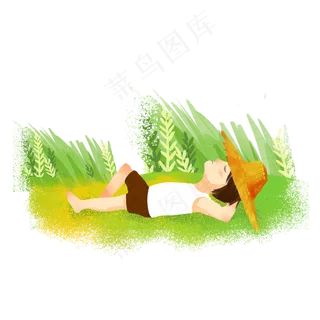 芒种午睡麦田男孩png素材