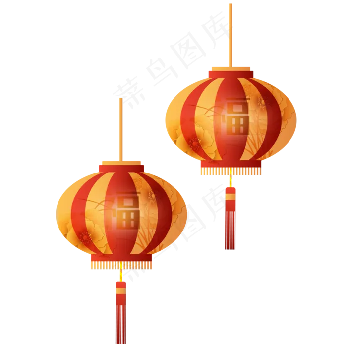 新年红金色灯笼,免抠元素(2000*2000px 300 dpi )ai矢量模版下载