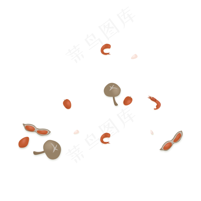 手绘端午节粽子食材(2000X2000(DPI:300))ai矢量模版下载