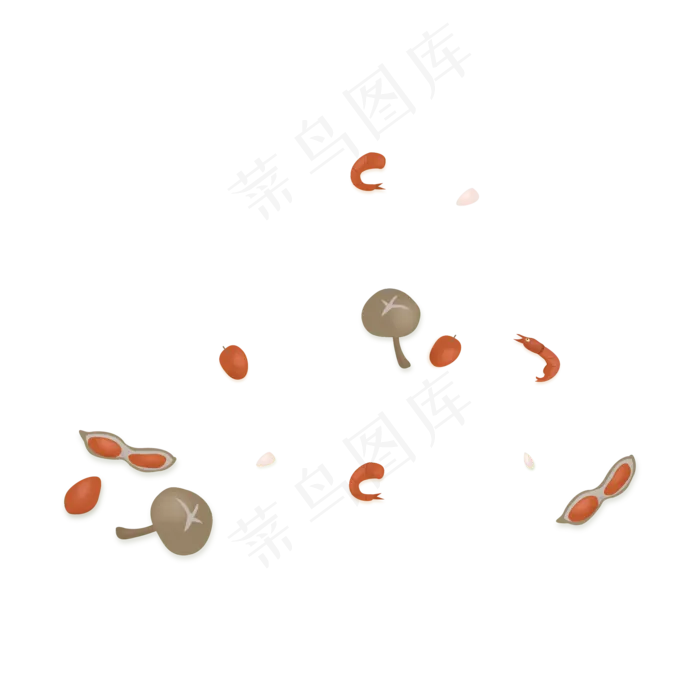 手绘端午节粽子食材(2000X2000(DPI:300))ai矢量模版下载