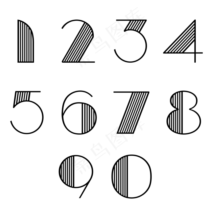 原创线条艺术数字