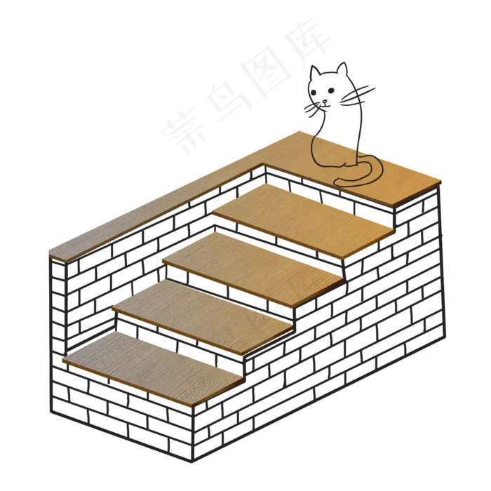 线条场景楼梯山可爱的猫(2000X2000(DPI:72))psd模版下载