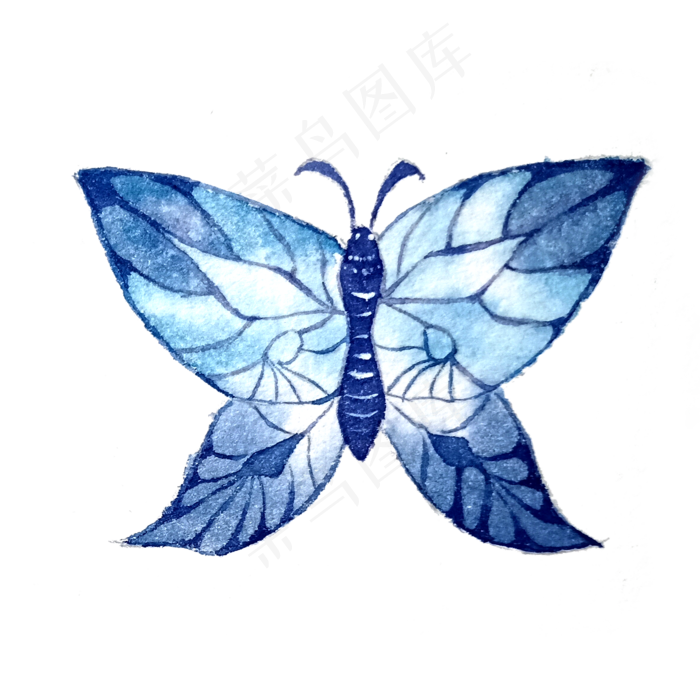 蝴蝶翅膀蓝色透明昆虫美丽PNG,免抠元素