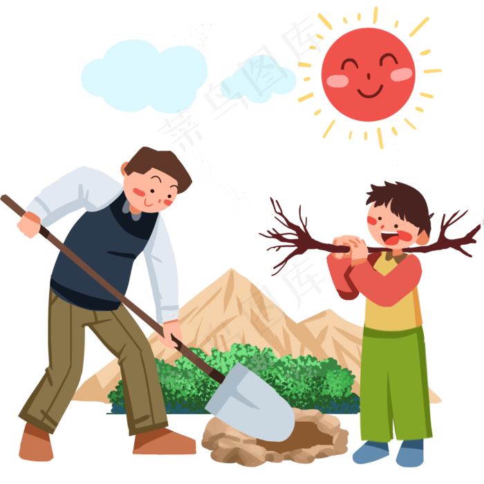 植树节植树的小孩,免抠元素