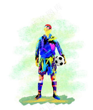2018世界杯足球运动员水彩手绘,免抠元素