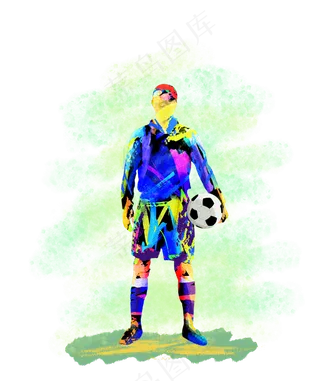 2018世界杯足球运动员水彩手绘,免抠元素
