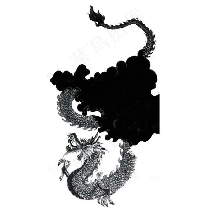 水墨墨龙神话神兽龙王海神东方PNG,免抠元素(3000X3000(DPI:300))psd模版下载