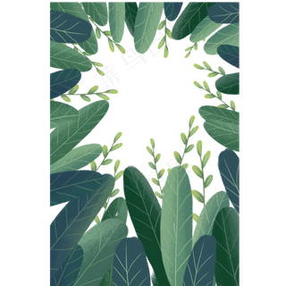 绿色植物树叶边框元素