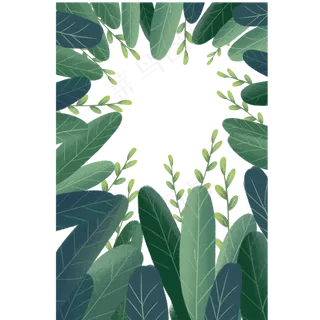 绿色植物树叶边框元素