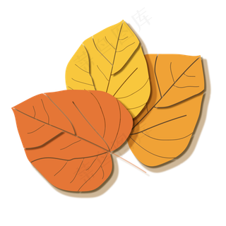 微立体秋天秋分立秋树叶矢量元素