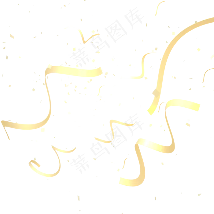 金色高清漂浮丝带,免抠元素(2000*2000px)