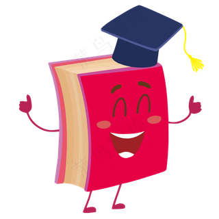 毕业季红色卡通书本