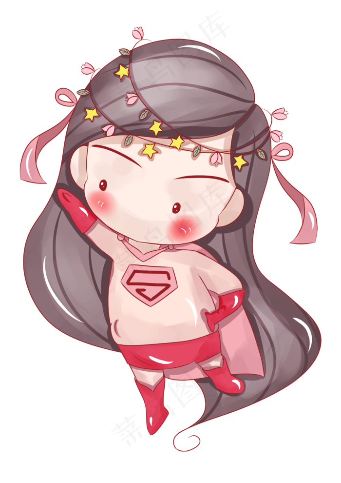 妇女节星座女神卡通人物粉紫色png,免抠元素(2480X3507(DPI:300))psd模版下载