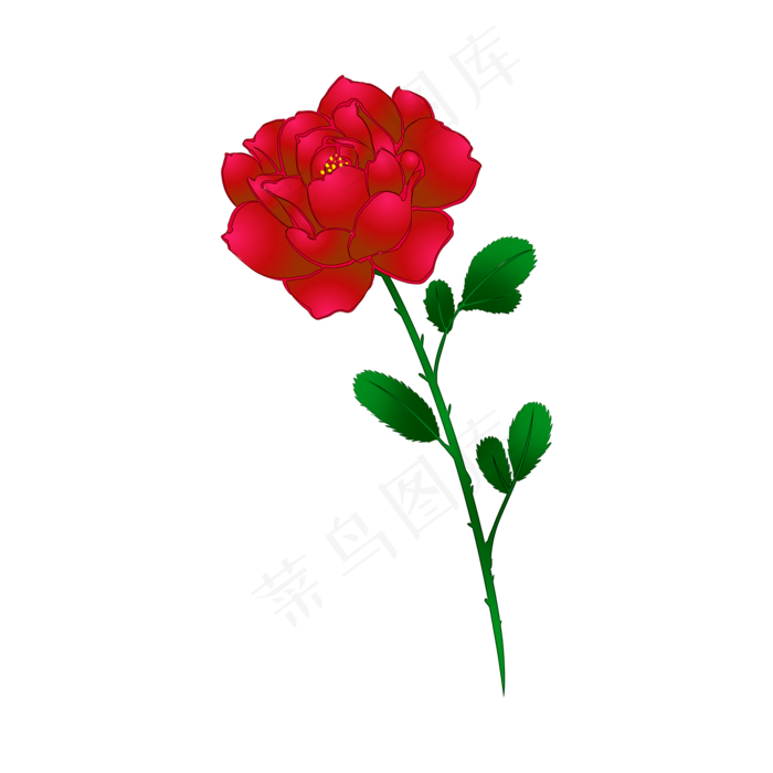 一枝玫瑰七夕情人节花卉,免抠元素