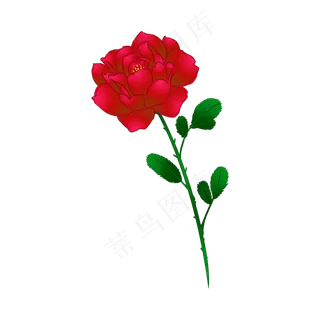 一枝玫瑰七夕情人节花卉,免抠元素