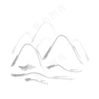 手绘中国风黑色山水