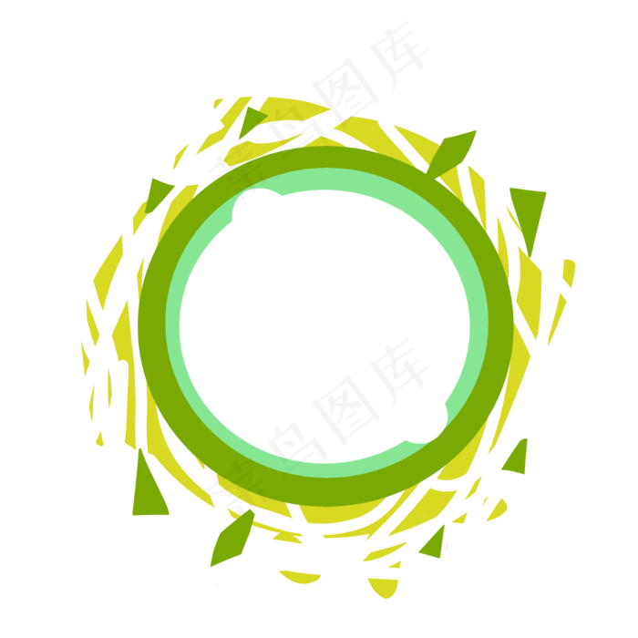 绿色水彩圆形标签