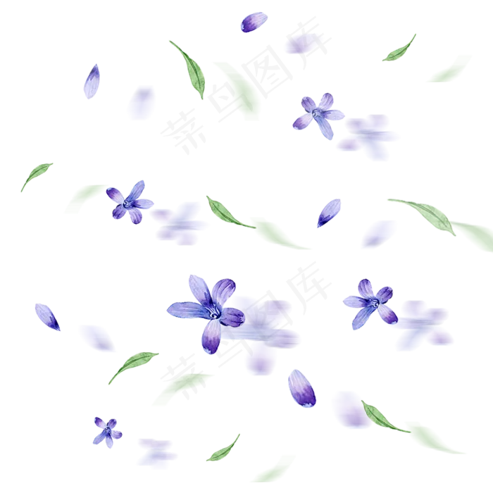 水彩手绘漂浮花瓣树叶元素(1024*1369px)psd模版下载