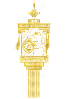 烫金鼠年拜年金粉花灯,免抠元素