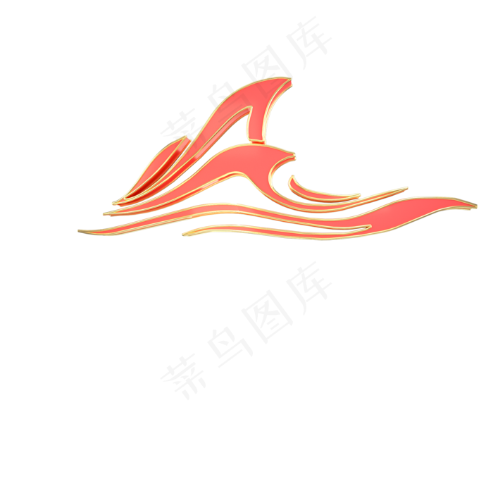 红色金色中国风祥云,免抠元素