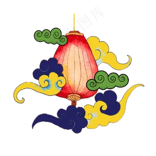 中国古典国潮彩色云朵灯笼装饰
