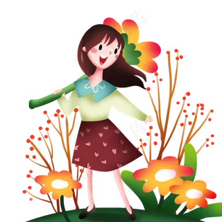 春分漂亮的小女孩,免抠元素