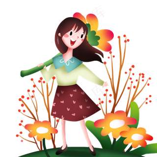 春分漂亮的小女孩,免抠元素