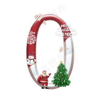 卡通红色圣诞节倒计时数字0