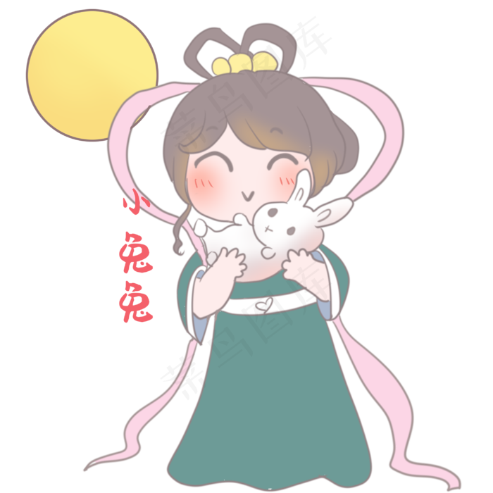 嫦娥小兔子表情包,免抠元素