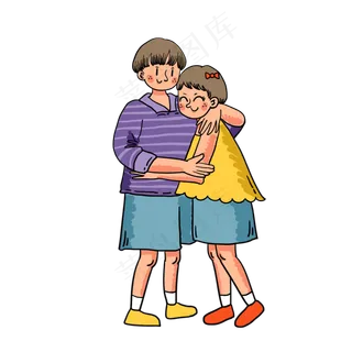 矢量免抠卡通可爱儿童节抱在一起