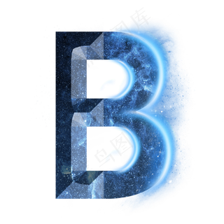 炫酷蓝色星空星辰字母B