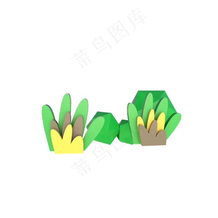 C4D立体卡通绿植装饰花草(2000X2000(DPI:300))psd模版下载