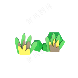 C4D立体卡通绿植装饰花草