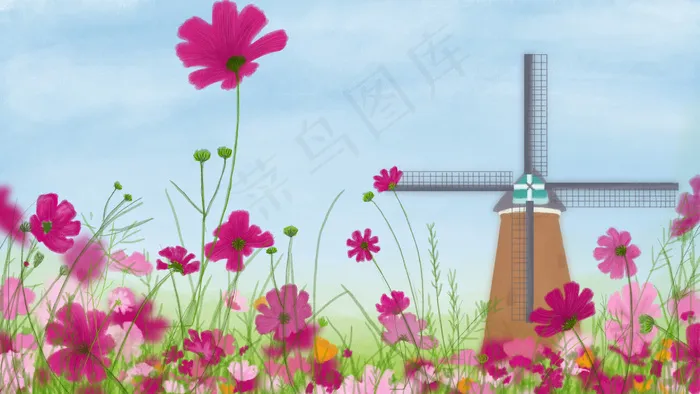 暖色系小清新格桑花田配图(2880*1620px 300 dpi )
